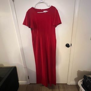 Red Calvin Klein jumpsuit short sleeves, size 12